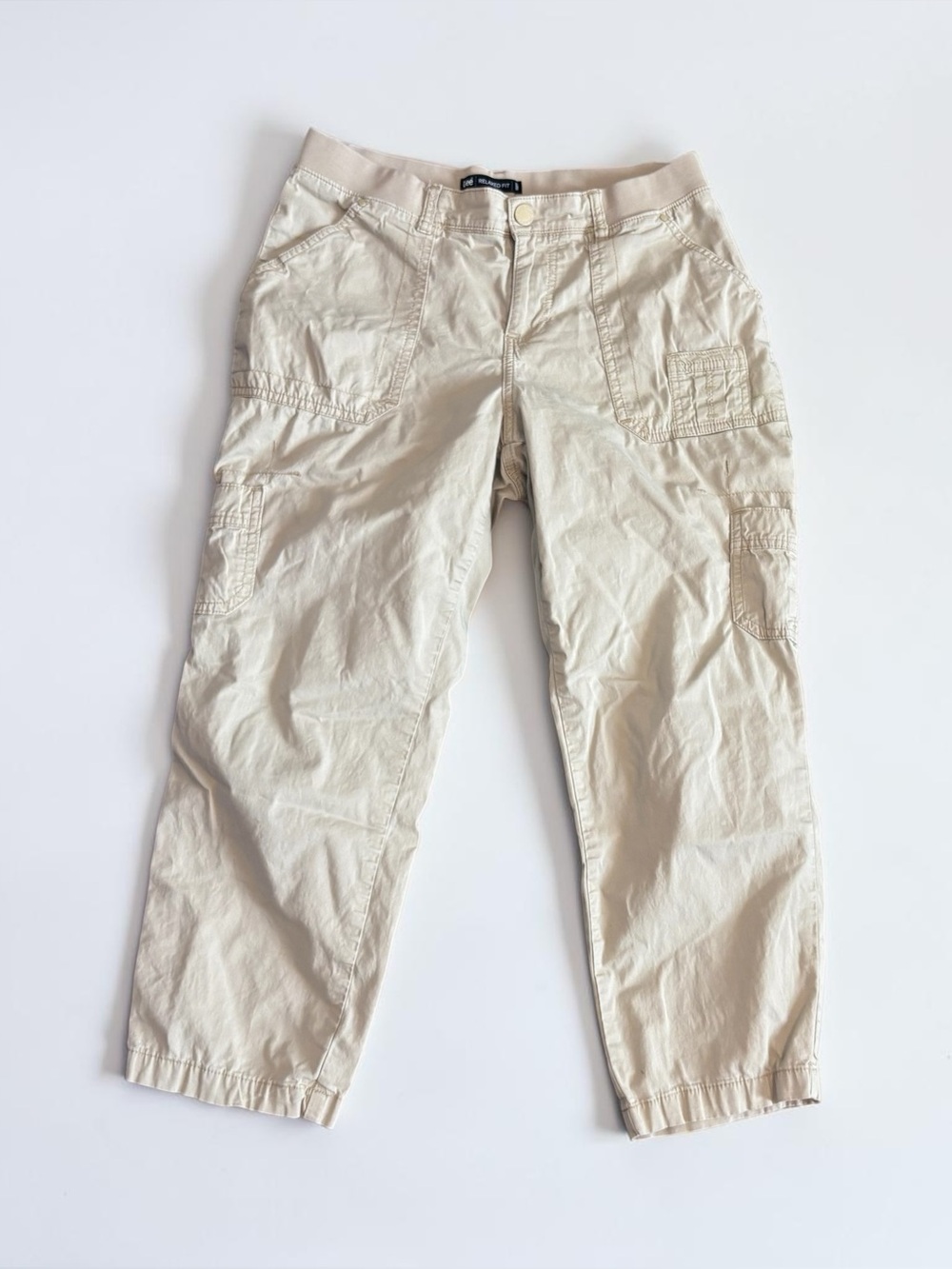 Lee Beige Cargo Capri Pants Women's Size 8 Medium Cropped Utility Pants